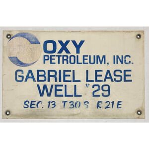 Vtg Oxy Petroleum Occidental Gas Fiberglass Oil Field Lease Sign California 56B